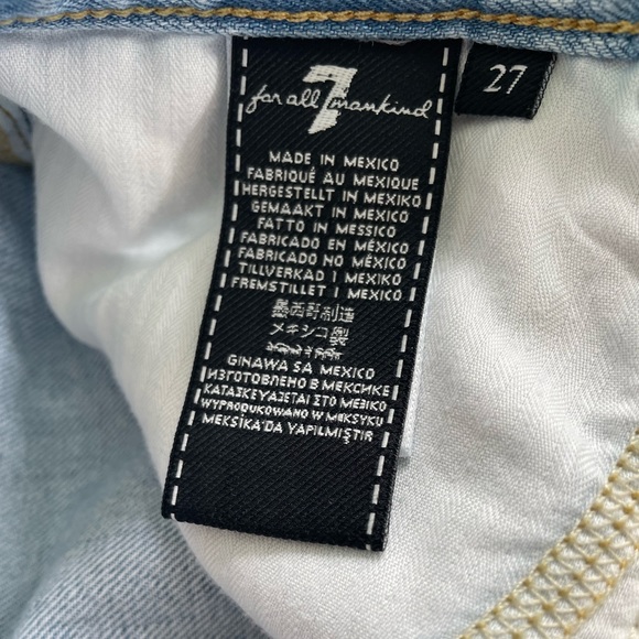 7 For All Mankind Denim Mini Skirt Frayed Cut Off Hem Light Wash Sz27 NEVER WORN - Picture 7 of 7